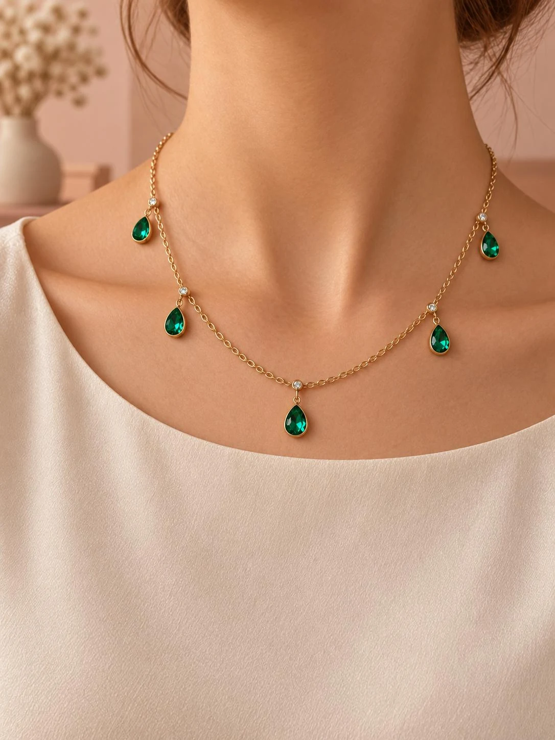 Collier ras-du-cou à strass colorés - Image 2