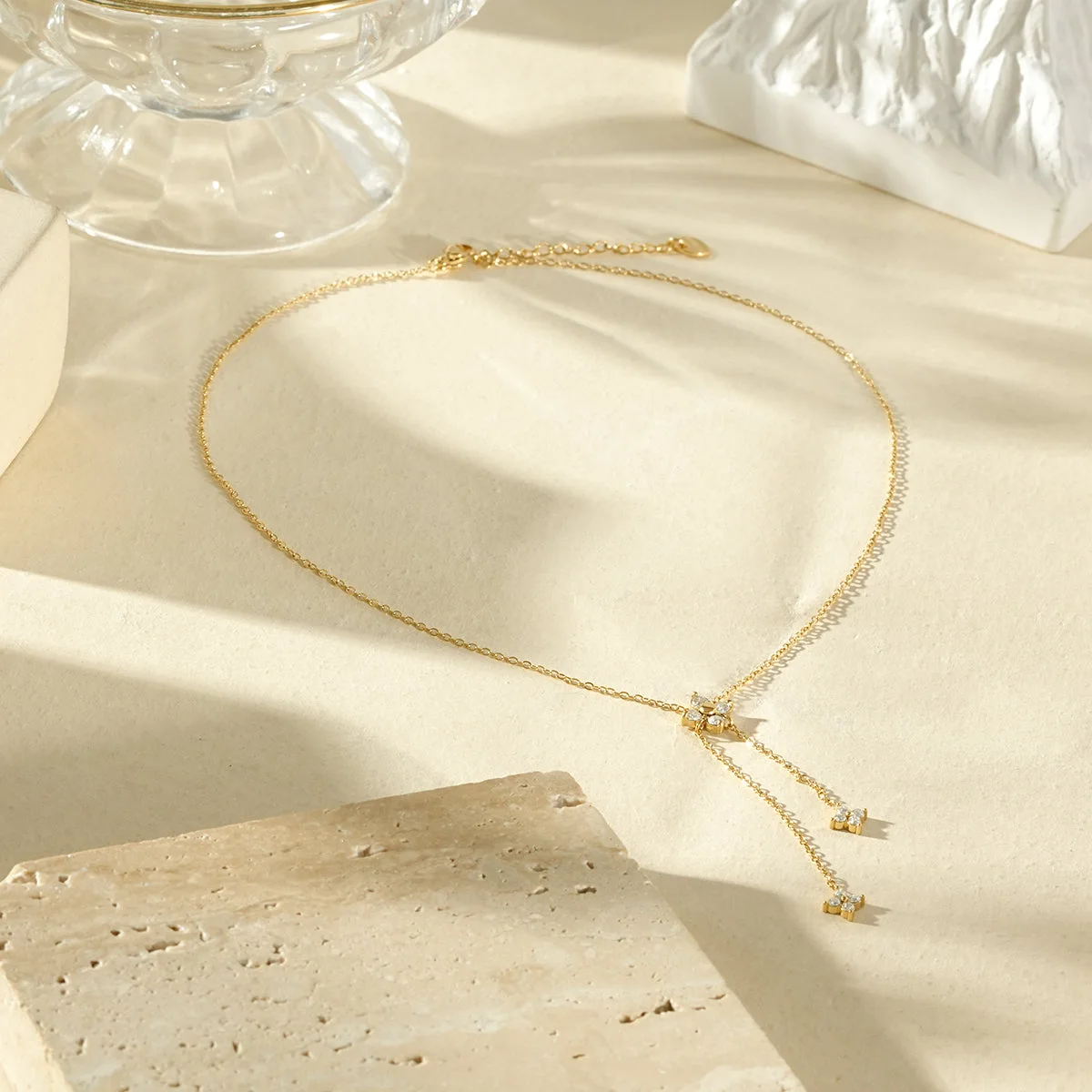 Collier chaîne double trèfle serti - Image 4