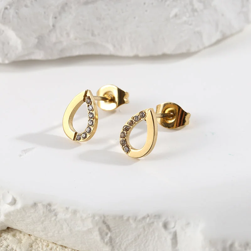 Boucles d'Oreilles Anneaux Gouttes Incrustés de Strass - Image 11