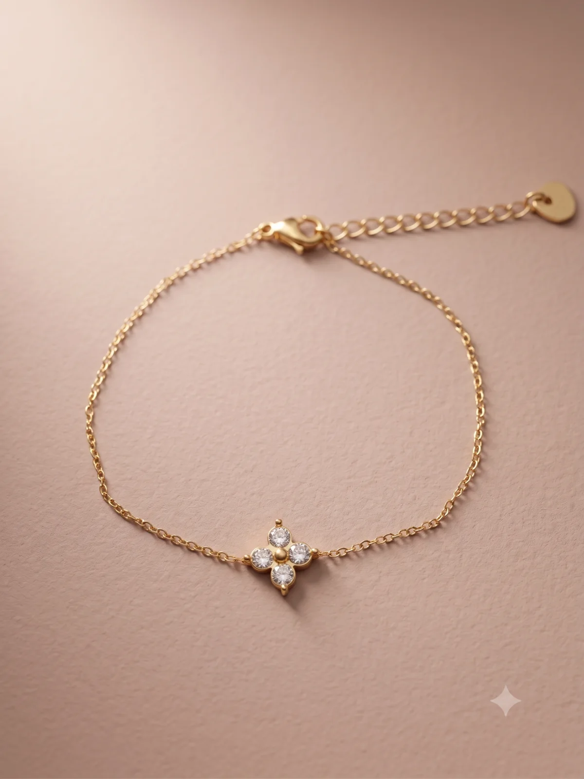 Bracelet chaîne fine trèfle sertie - Image 2