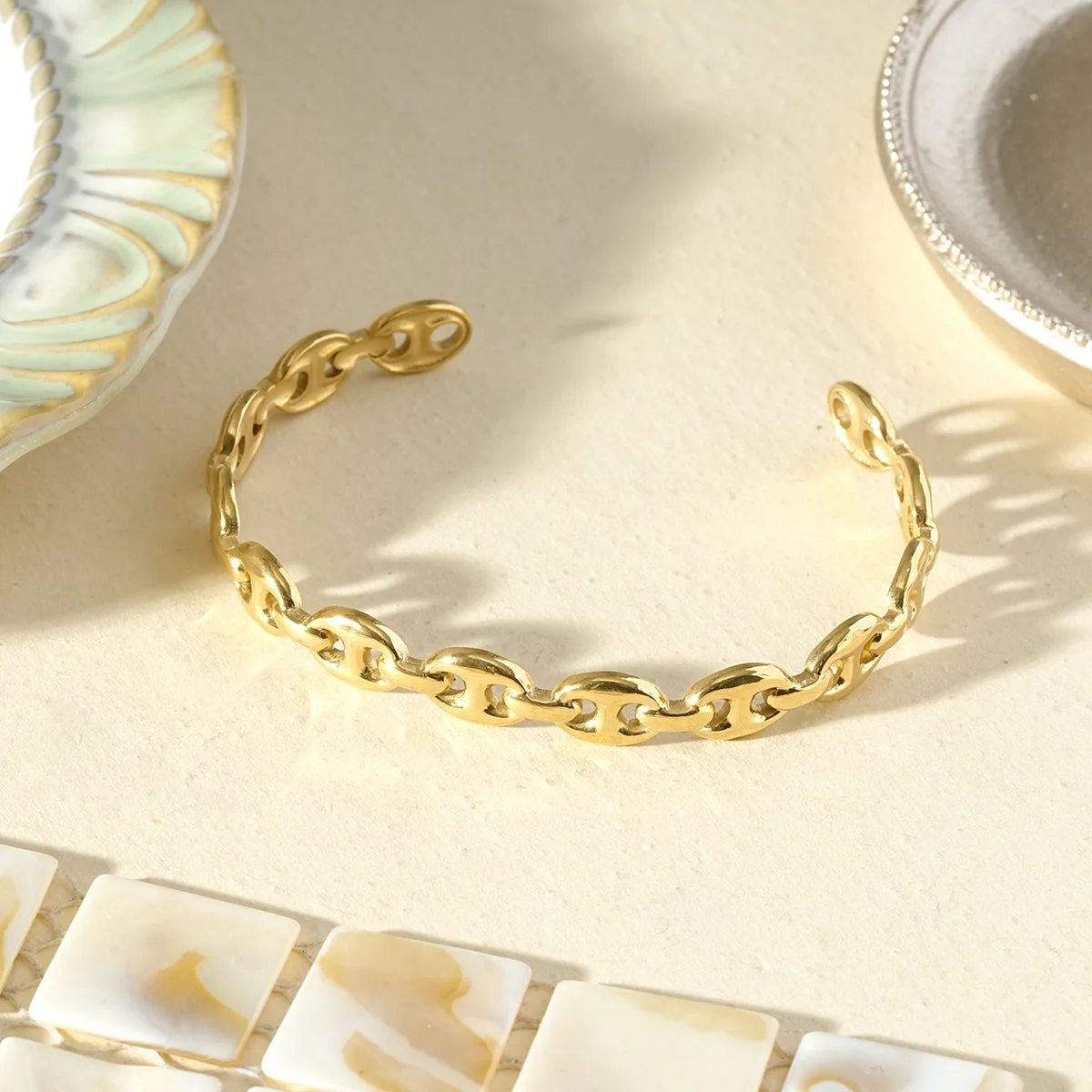 Bracelet jonc maillon marine - Image 2