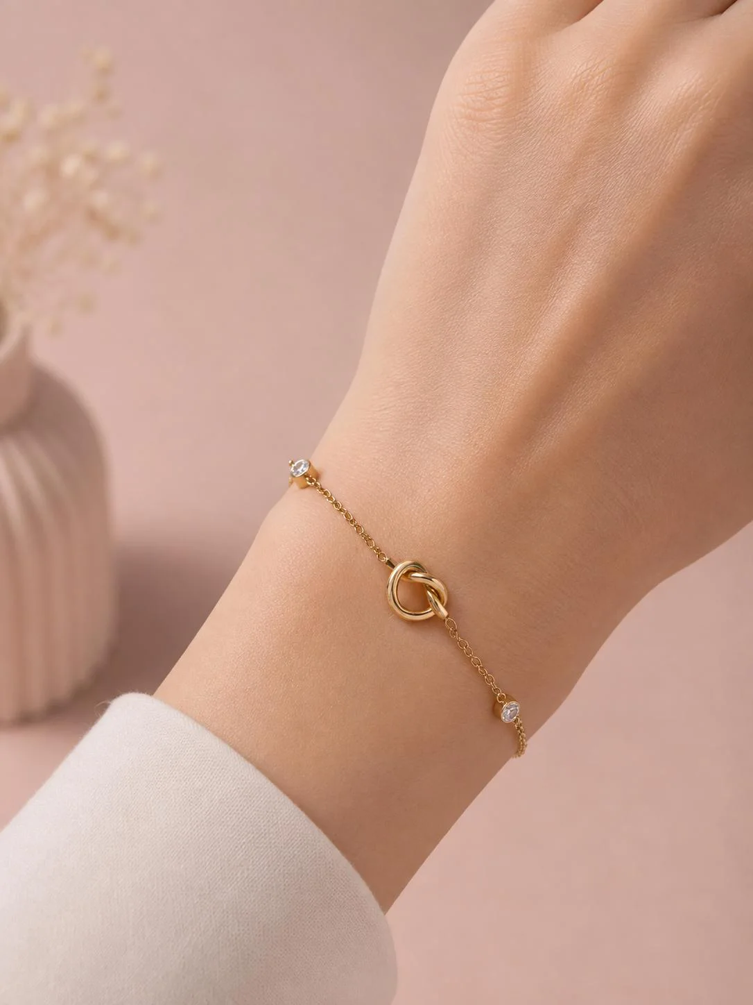 Bracelet chaîne fine nœud serti - Image 4