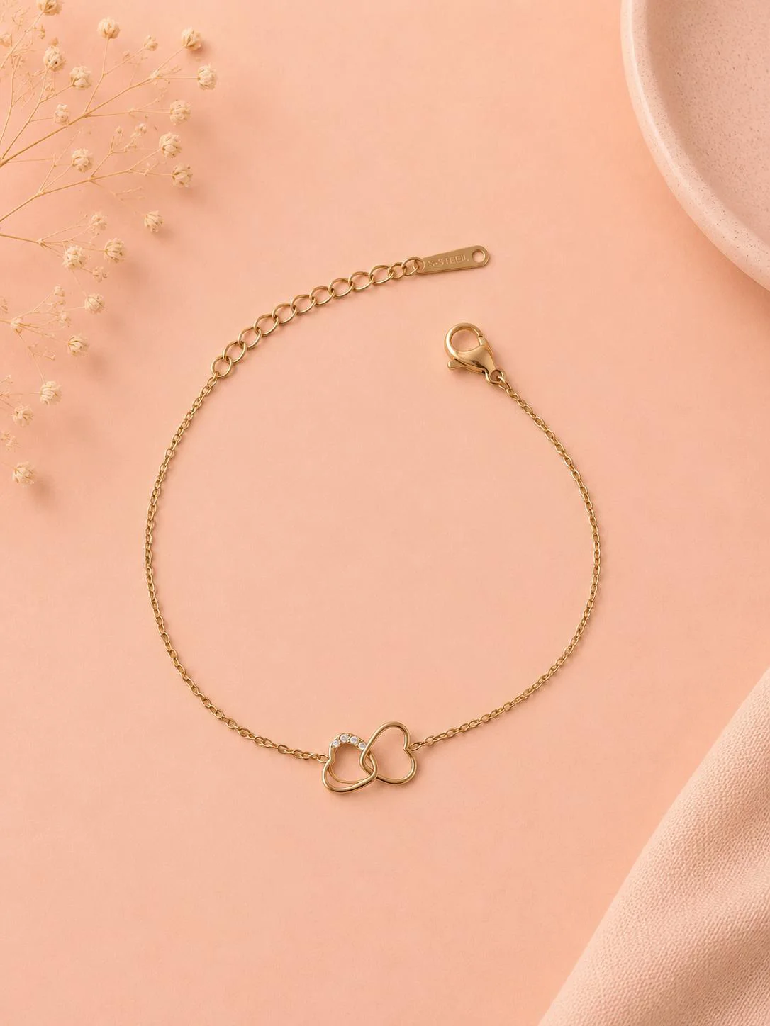 Bracelet double cœur entrelacé - Image 3
