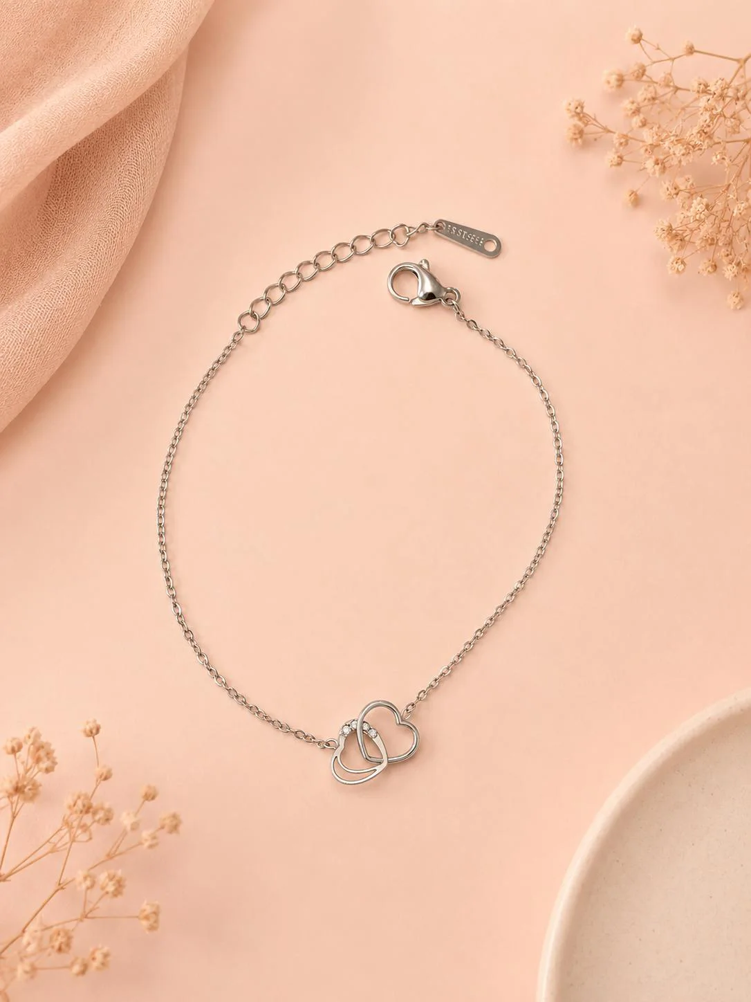 Bracelet double cœur entrelacé - Image 4